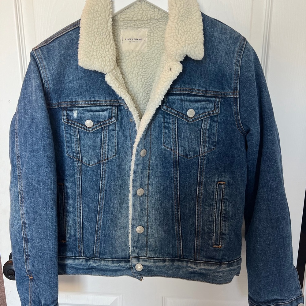 Lucky Brand Blue Denim Jacket with White Sherpa Lining